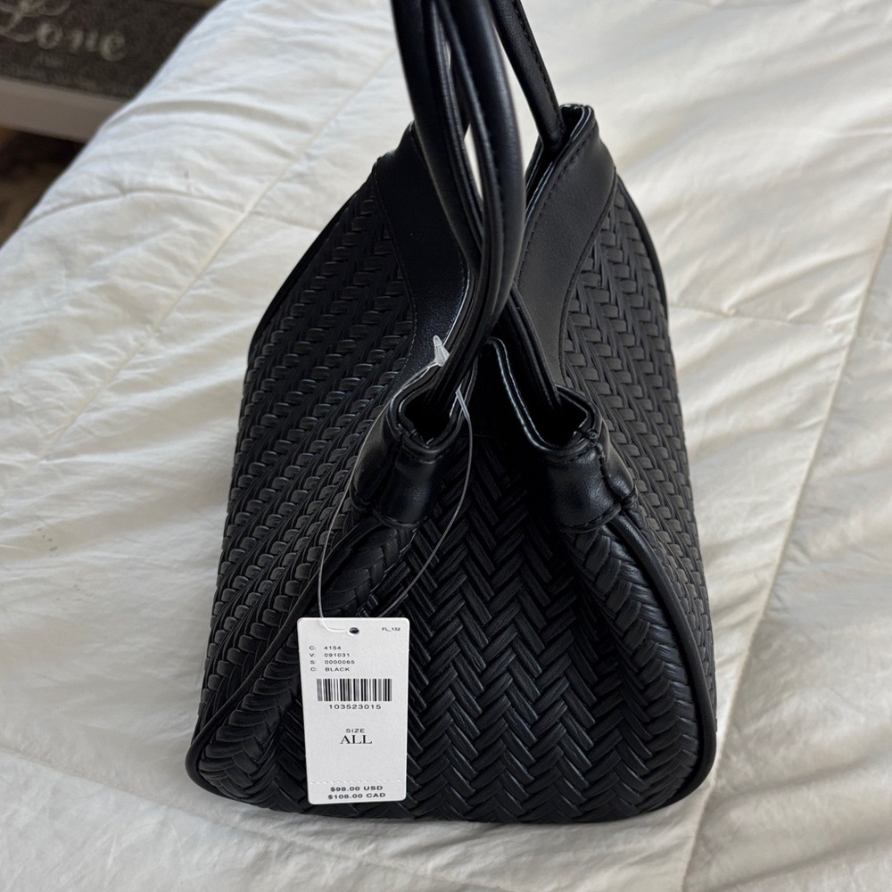 Elegant Black Woven Handbag